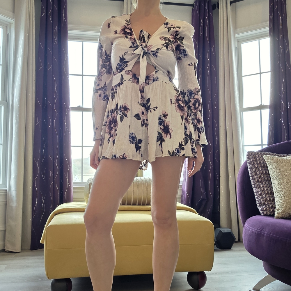 ILLA ILLA Floral White and Purple Romper